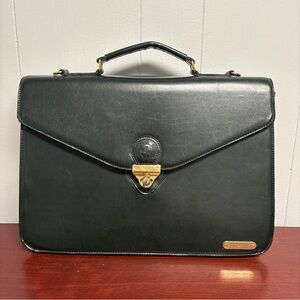 Vintage Polo Ralph Lauren Business Bag Briefcase Dark Green Leather Rare